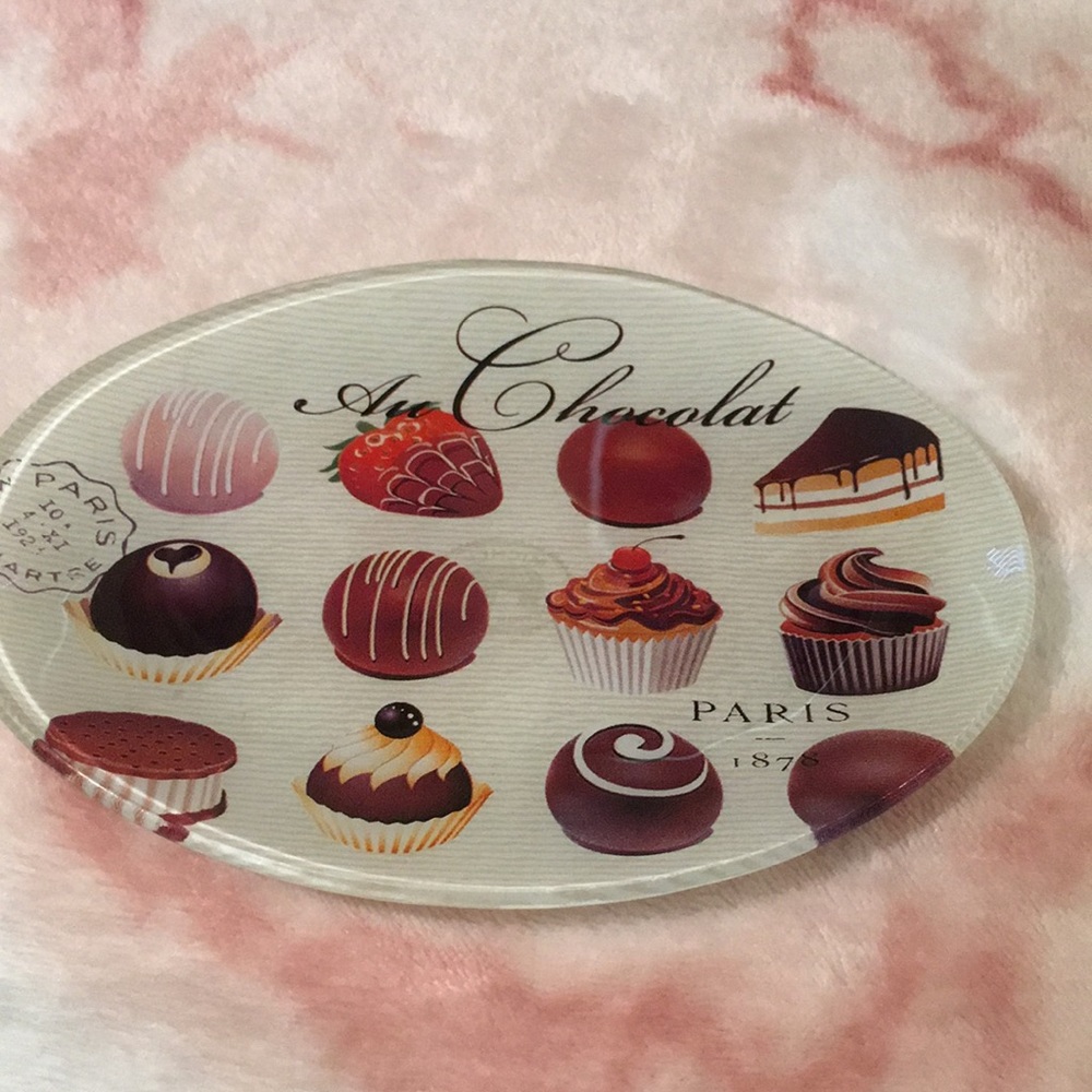 Au Chocolat Oval Glass Trinket Soap Dish NWOT - Picture 9 of 10